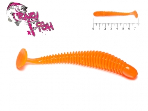 Силикон Crazy Fish Vibro Worm 7.5см col.64 Fluo Orange-кальмар